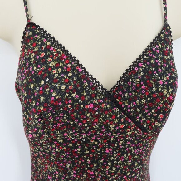 Rampage Junior Small Black Multicolor Flower Floral Mesh Spaghetti Strap Dress - Picture 2 of 10